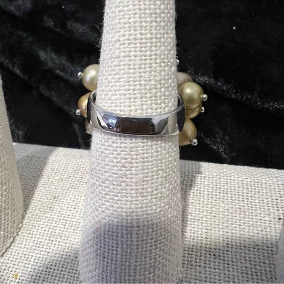Vintage Pearl Cluster Cha Cha Silver Ring - Picture 4 of 6